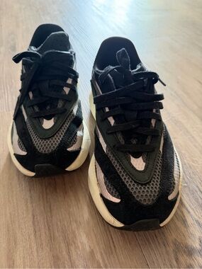 adidas Kids Black and Light Pink Mesh Sneakers